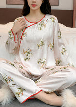 Load image into Gallery viewer, Chinese Style Beige O-Neck Print Patchwork Ice Silk Two Pieces Set Long Sleeve