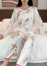 Load image into Gallery viewer, Chinese Style Beige O-Neck Print Patchwork Ice Silk Two Pieces Set Long Sleeve