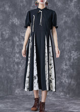 Load image into Gallery viewer, Chinese Style Black Tassel Patchwork Exra Large Hem Pleated Dresses Summer