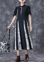 Load image into Gallery viewer, Chinese Style Black Tassel Patchwork Exra Large Hem Pleated Dresses Summer