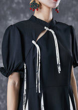 Load image into Gallery viewer, Chinese Style Black Tassel Patchwork Exra Large Hem Pleated Dresses Summer