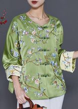 Load image into Gallery viewer, Chinese Style Green Embroidered Silk Coat Spring