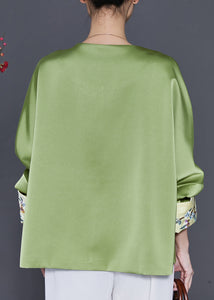 Chinese Style Green Embroidered Silk Coat Spring