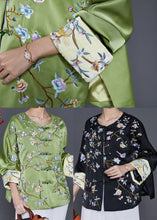 Load image into Gallery viewer, Chinese Style Green Embroidered Silk Coat Spring