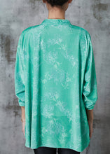 Load image into Gallery viewer, Chinese Style Green Jacquard Silk Shirt Top Spring