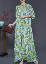 Load image into Gallery viewer, Chinese Style Green Print Cotton Cheongsam Dresses Summer