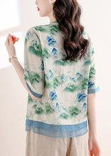 Load image into Gallery viewer, Chinese Style Green Tasseled Print Linen Two Pieces Set Summer