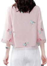 Load image into Gallery viewer, Chinese Style Light Green Stand Collar Embroidered Chiffon Shirts Bracelet Sleeve