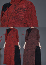 Load image into Gallery viewer, Chinese Style Orange Jacquard Patchwork Silk Dress Spring