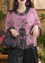 Load image into Gallery viewer, Chinese Style Pink O-Neck Oriental Button Cotton Shirt Tops Summer