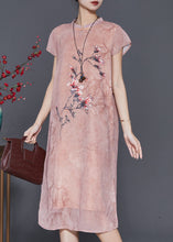 Load image into Gallery viewer, Chinese Style Pink Print Chiffon Cheongsam Dress Summer