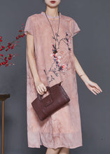 Load image into Gallery viewer, Chinese Style Pink Print Chiffon Cheongsam Dress Summer