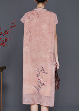 Load image into Gallery viewer, Chinese Style Pink Print Chiffon Cheongsam Dress Summer