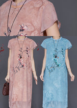 Load image into Gallery viewer, Chinese Style Pink Print Chiffon Cheongsam Dress Summer