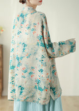 Load image into Gallery viewer, Chinese Style Stand Collar Print Oriental Button Linen Shirts Spring