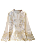 Load image into Gallery viewer, Chinese Style White Embroideried Button Silk Coat Long Sleeve