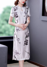 Load image into Gallery viewer, Chinese Style White Patchwork Print Silk Maxi Dresses Summer