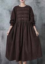 Load image into Gallery viewer, Chocolate Lace Patchwork Corduroy Dress Oversized Spring