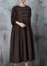 Load image into Gallery viewer, Chocolate Lace Patchwork Corduroy Dress Oversized Spring