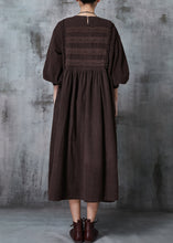 Load image into Gallery viewer, Chocolate Lace Patchwork Corduroy Dress Oversized Spring