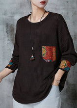 Load image into Gallery viewer, Chocolate Patchwork Applique Knit Cozy Sweaters Spring