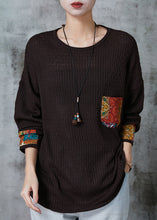 Load image into Gallery viewer, Chocolate Patchwork Applique Knit Cozy Sweaters Spring