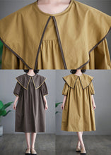 Load image into Gallery viewer, Chocolate Patchwork Cotton Long Dress Oversized O-Neck Half Sleeve