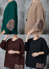 Load image into Gallery viewer, Chocolate Patchwork Knit Sweater Oversized Applique Spring