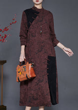 Load image into Gallery viewer, Chocolate Patchwork Silk Dresses Asymmetrical Jacquard Spring