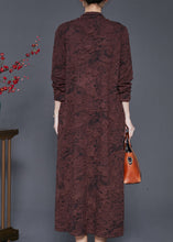 Load image into Gallery viewer, Chocolate Patchwork Silk Dresses Asymmetrical Jacquard Spring