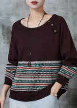 Load image into Gallery viewer, Chocolate Striped Knit Cozy Sweater Tops Oversized Spring