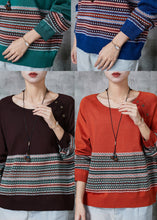 Load image into Gallery viewer, Chocolate Striped Knit Cozy Sweater Tops Oversized Spring