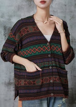 Load image into Gallery viewer, Chocolate Striped Knit Loose Cardigans V Neck Spring