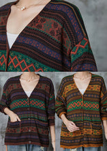 Load image into Gallery viewer, Chocolate Striped Knit Loose Cardigans V Neck Spring