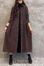 Load image into Gallery viewer, French blackish green corduroy coats Inspiration thick Cinched women coats ( Limited Stock)