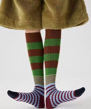 Load image into Gallery viewer, Classic Striped Contrasting Color Cotton Over The Calf Socks