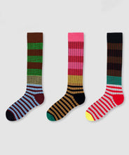 Load image into Gallery viewer, Classic Striped Contrasting Color Cotton Over The Calf Socks