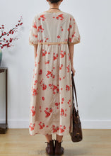 Load image into Gallery viewer, Classy Apricot Cinched Print Cotton Dresses Summer