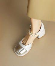 Load image into Gallery viewer, Classy Beige Buckle Strap Chunky Heel Sandals