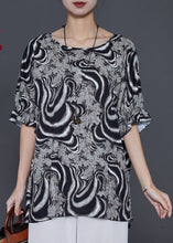 Load image into Gallery viewer, Classy Black Oversized Print Chiffon Tanks Summer