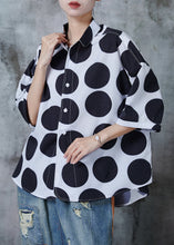 Load image into Gallery viewer, Classy Black Oversized Print Cotton Blouse Tops Summer