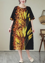 Load image into Gallery viewer, Classy Black Oversized Print Silk Holiday Dresses Summer