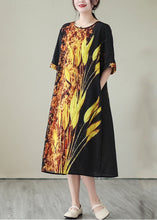 Load image into Gallery viewer, Classy Black Oversized Print Silk Holiday Dresses Summer