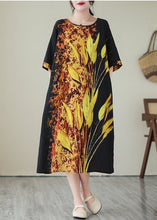 Load image into Gallery viewer, Classy Black Oversized Print Silk Holiday Dresses Summer