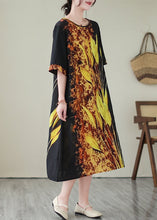 Load image into Gallery viewer, Classy Black Oversized Print Silk Holiday Dresses Summer