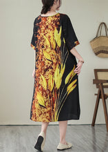 Load image into Gallery viewer, Classy Black Oversized Print Silk Holiday Dresses Summer