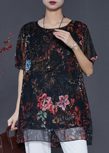 Load image into Gallery viewer, Classy Black Oversized Print Silk Tanks Summer