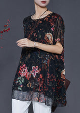 Load image into Gallery viewer, Classy Black Oversized Print Silk Tanks Summer