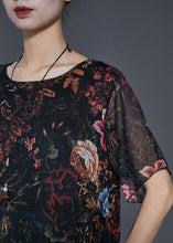 Load image into Gallery viewer, Classy Black Oversized Print Silk Tanks Summer