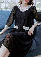 Load image into Gallery viewer, Classy Black V Neck Patchwork Lace Long Dresses Summer